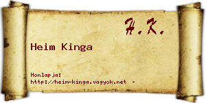 Heim Kinga névjegykártya